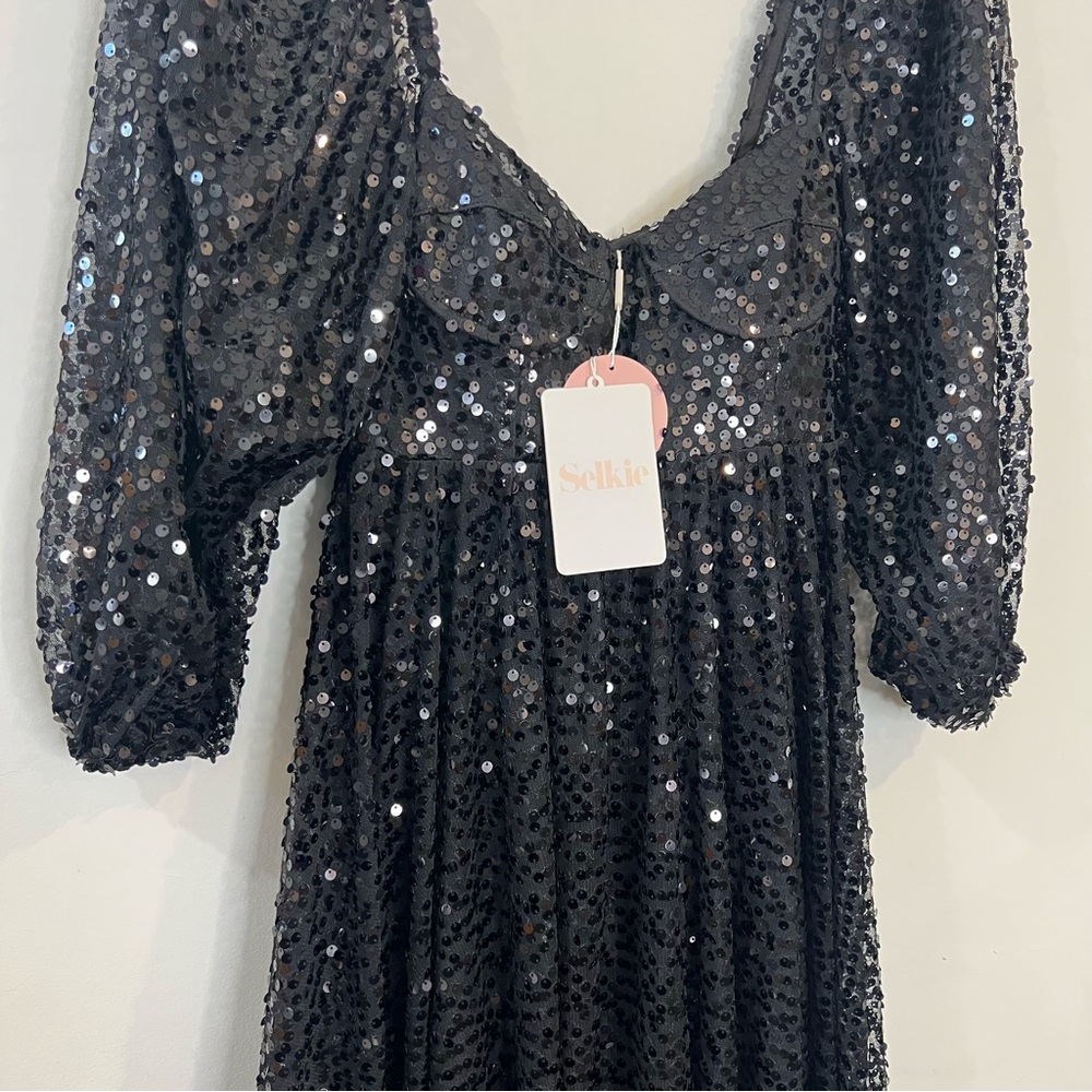 Selkie black sequin princess maxi dress size XS NEW! New with tags! - Picture 3 of 12
